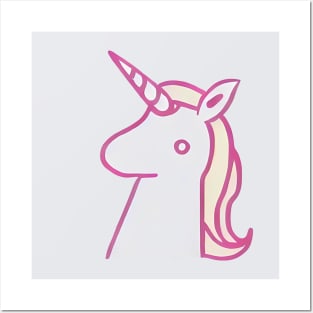 Beautiful minimalist pink unicorn Posters and Art